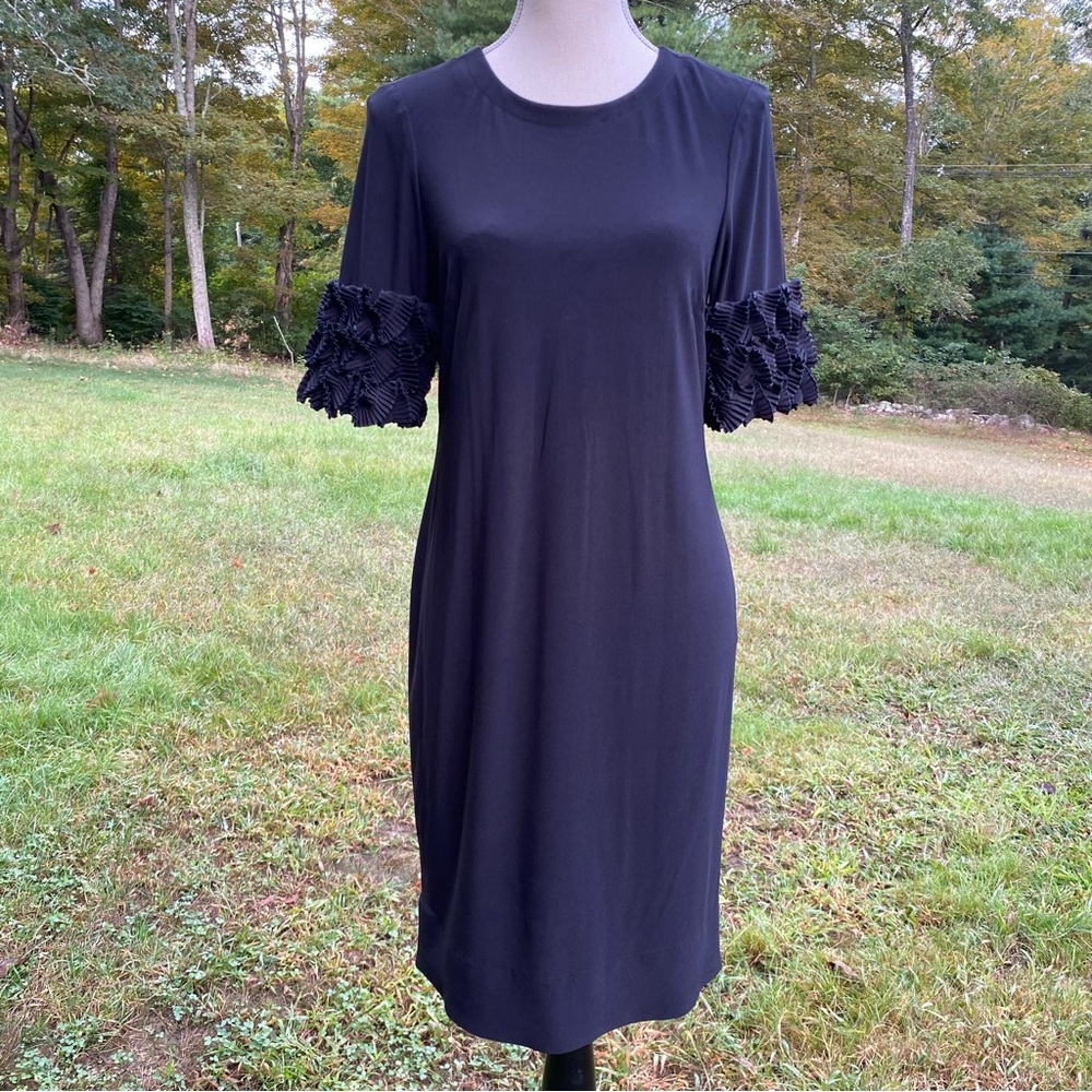 TAYLOR DRESS LBD BLACK ELBOW RUFFLE SLEEVE SIZE 8